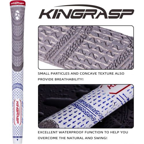  KINGRASP Multi Compound Golf Grips,Golf Club Grips midsize Standard Size,13 Grips Set,6 Colors Optional,Anti-Slip High Stability,All Weather Cord Rubber Golf Club Grips