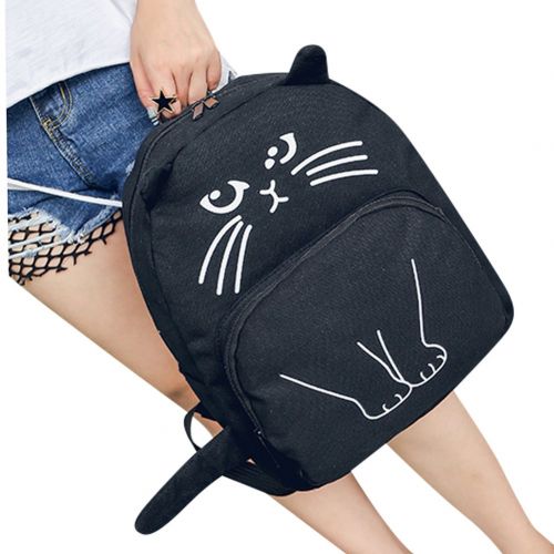  KINGSEVEN Cute Cat Canvas Backpack School Shoulder Bookbag Travel Daypack
