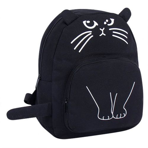  KINGSEVEN Cute Cat Canvas Backpack School Shoulder Bookbag Travel Daypack