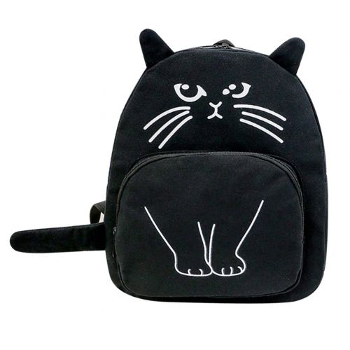  KINGSEVEN Cute Cat Canvas Backpack School Shoulder Bookbag Travel Daypack