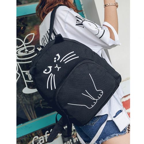  KINGSEVEN Cute Cat Canvas Backpack School Shoulder Bookbag Travel Daypack