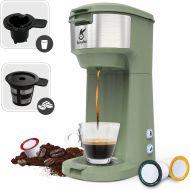 Coffee Maker, Single Serve Coffee Maker Compatible with K-Cup Pod & Ground Coffee, KINGTOO Thermal Drip Instant Coffee Machine with Self Cleaning Function, Brew Strength Control (G