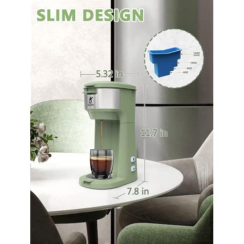  Coffee Maker, Single Serve Coffee Maker Compatible with K-Cup Pod & Ground Coffee, KINGTOO Thermal Drip Instant Coffee Machine with Self Cleaning Function, Brew Strength Control (G