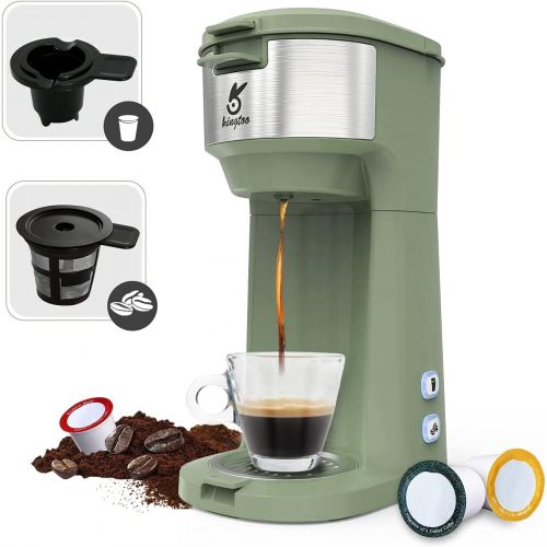  Coffee Maker, Single Serve Coffee Maker Compatible with K-Cup Pod & Ground Coffee, KINGTOO Thermal Drip Instant Coffee Machine with Self Cleaning Function, Brew Strength Control (G