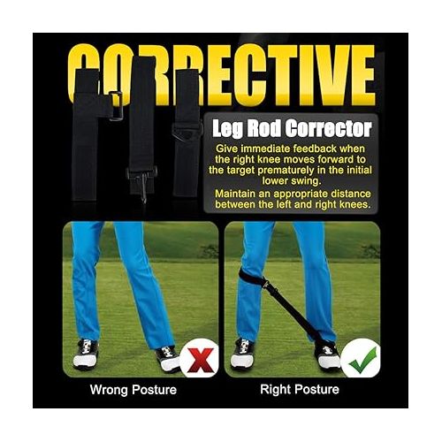  KINGTOP Golf Swing Training Aids Combo- Arm Band, Elbow Correction, Wrist Hinge Trainer, Wrist Brace Band, Leg Rod Corrector, Improve Your Golf Game to The Next Level