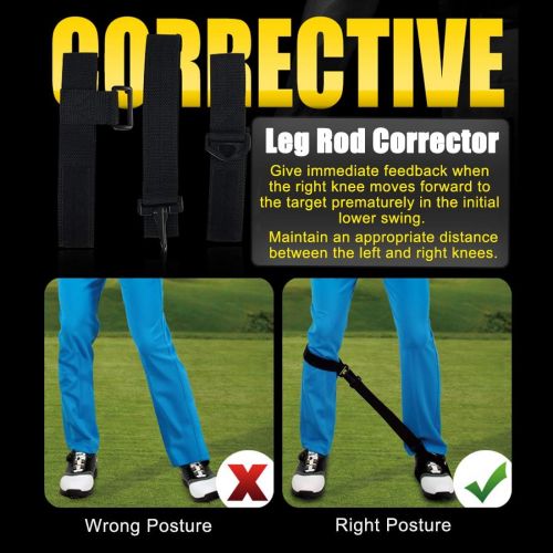  KINGTOP Golf Swing Training Aids Combo- Arm Band, Elbow Correction, Wrist Hinge Trainer, Wrist Brace Band, Leg Rod Corrector, Improve Your Golf Game to The Next Level