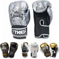 Top King Gloves for Training and Sparring Muay Thai, Boxing, Kickboxing, MMA (Snake (Air) - BlackSilver,14 oz)