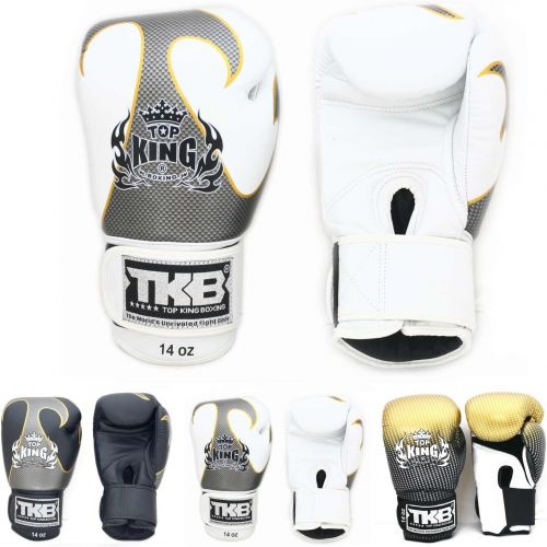  Top King Gloves for Training and Sparring Muay Thai, Boxing, Kickboxing, MMA (Snake (Air) - BlackSilver,14 oz)