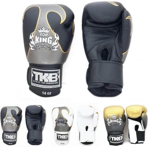  Top King Gloves for Training and Sparring Muay Thai, Boxing, Kickboxing, MMA (Snake (Air) - BlackSilver,14 oz)