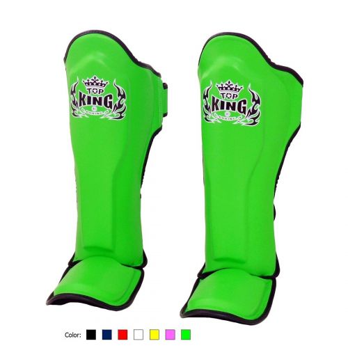  KINGTOP Top King Muay Thai Shin Pads TKSGP GL Shin Guards Pro Genuine Leather (Green, Large)