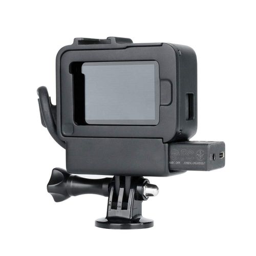  KINGWON ABS Kunststoff Schutz Gehause Schale fuer GoPro Hero 7 Black mit kaltem Schuhmontage Mikrofon Adapter Halterung