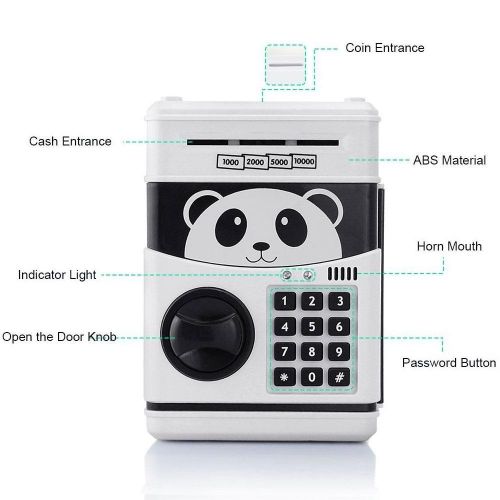  KINGZHUO Cartoon Piggy Bank Cash Coin Can Password Electronic Money Bank Safe Saving Box ATM Bank Safe Locks Panda Smart Voice Prompt Money Piggy Box for Children Birthday Gift