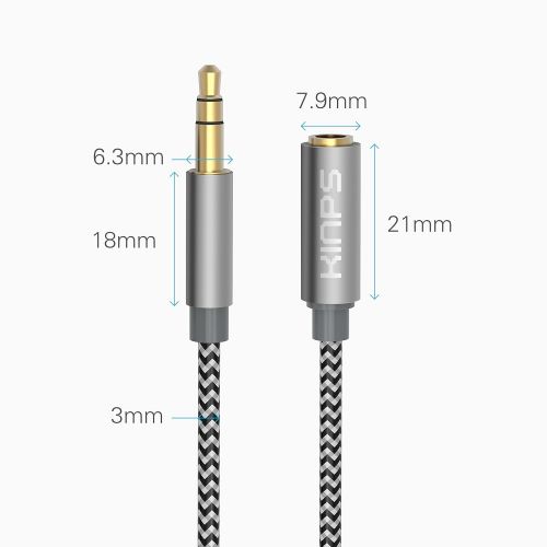  KINPS Audio Auxiliary Stereo Extension Audio Cable 3.5mm Stereo Jack Male to Female, Stereo Jack Cord for Phones, Headphones, Speakers, Tablets, PCs, MP3 Players and More (4FT/1.2M