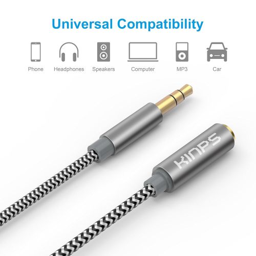  KINPS Audio Auxiliary Stereo Extension Audio Cable 3.5mm Stereo Jack Male to Female, Stereo Jack Cord for Phones, Headphones, Speakers, Tablets, PCs, MP3 Players and More (4FT/1.2M
