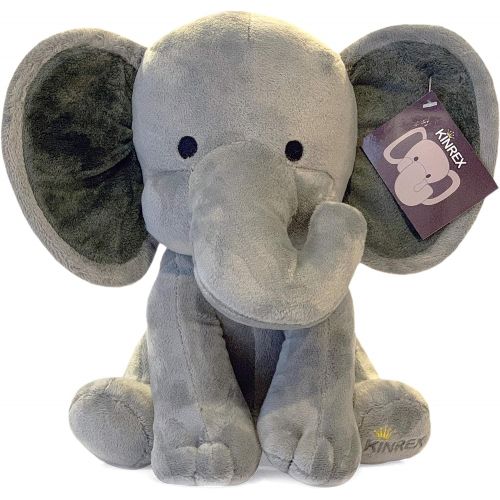  [아마존베스트]KINREX Stuffed Elephant Animal Plush - Toys for Baby, Boy, Girls - Great for Nursery, Room Decor, Bed - Grey - Measures 9 Inches