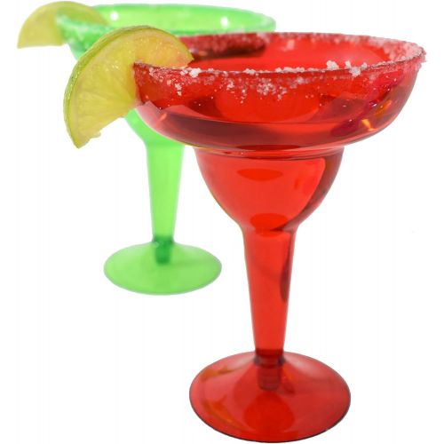 [아마존베스트]KINREX Margarita Glasses Set - Plastic Glass - 11.5 Ounces - 20 Count - Party Assorted Red, Blue, Green and Yellow