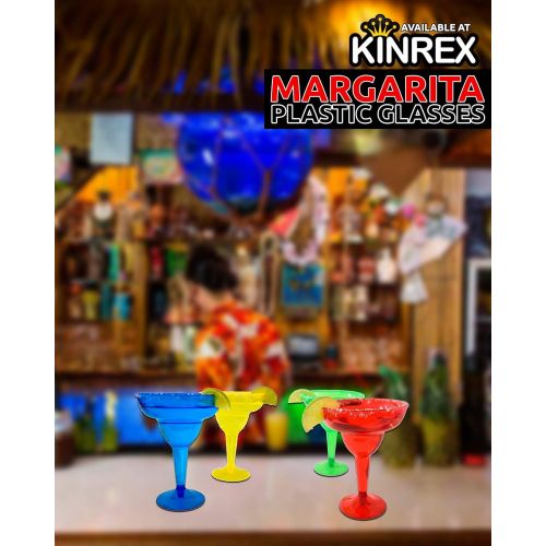  [아마존베스트]KINREX Margarita Glasses Set - Plastic Glass - 11.5 Ounces - 20 Count - Party Assorted Red, Blue, Green and Yellow