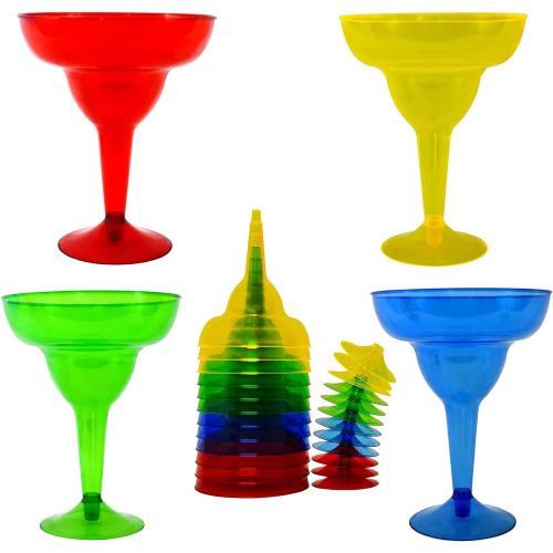  [아마존베스트]KINREX Margarita Glasses Set - Plastic Glass - 11.5 Ounces - 20 Count - Party Assorted Red, Blue, Green and Yellow