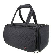 KIOTA Kiota Quilted Tote Beauty Duffel Bag With 4 Side Compartments Ideal for Cosmetic Bottles Brushes Accessories (Black)