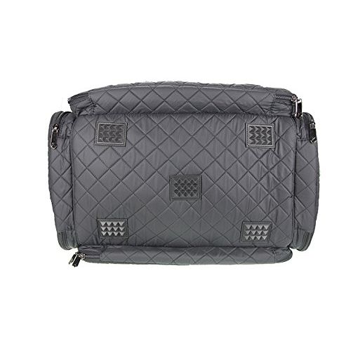  KIOTA Kiota Quilted Tote Beauty Duffel Bag With 4 Side Compartments Ideal for Cosmetic Bottles Brushes Accessories (Black)