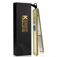[아마존 핫딜] KIPOZI 1 Inch Pro Titanium Flat Iron for Hair, Dual Voltage Hair Straightener with 450F Salon High Heat, Anti Frizz Digital Hair Straightener, Gold