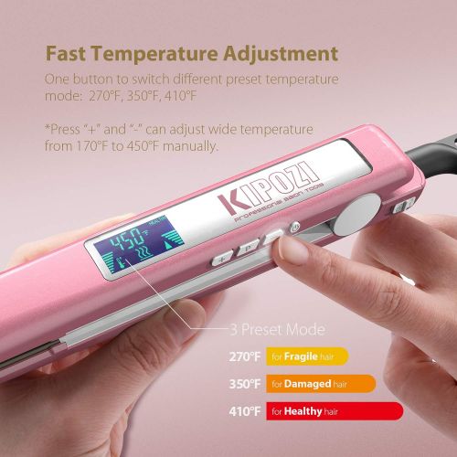  KIPOZI Flat Iron 1 Inch Titanium Plates Pro Hair Straightener with Adjustable Temperature Suitable for All...