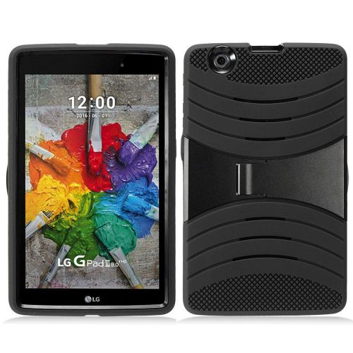  Shockproof Hybrid Case Cover by KIQ For LG G Pad X 8.0 V520, G Pad 3 8.0 V525 (Black)