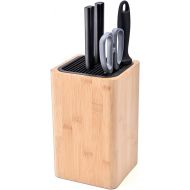 KITCHENDAO Deluxe Universal Knife Block with Slots for Scissors and Sharpening Rod - Eco-Friendly Bamboo Knife Holder For Safe, Space Saver Knives Storage - Unique Slot Design to Protect Blad