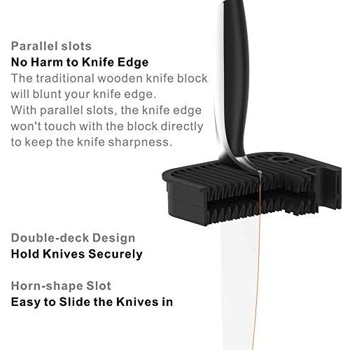  KITCHENDAO XL Universal Knife Block Holder without Knives, with Slots for Scissors and Sharpening Rod, Detachable for Easy Cleaning, Space Saving Slotless Kitchen Knives Storage fo