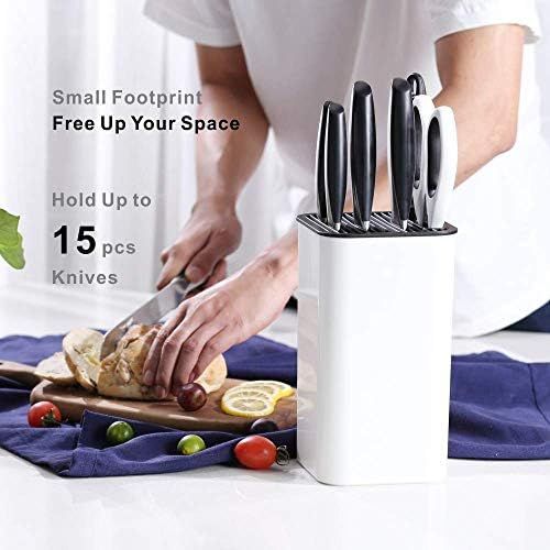  KITCHENDAO XL Universal Knife Block Holder without Knives, with Slots for Scissors and Sharpening Rod, Detachable for Easy Cleaning, Space Saving Slotless Kitchen Knives Storage fo