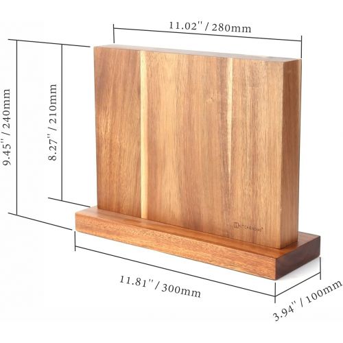  KITCHENDAO Luxury Acacia Magnetic Knife Block Holder with Enhanced Magnets, Cutlery Display Stand and Storage Rack, Large Capacity, Easy to Reach, Easy to Clean, Mothers Day Gift f