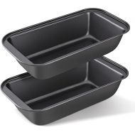 KITESSENSU Carbon Steel Nonstick Loaf Pan with Easy Grips Handles for Baking Homemade Bread, Brownies and Pound Cakes, Set of 2, Gray