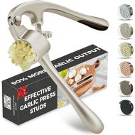 Kitessensu High Effective Garlic Press With Studs, Heavy Duty Garlic Mincer, Easy to Squeeze and Clean, Rust Proof & Dishwasher Safe, Ginger Crusher- Imperial Silver