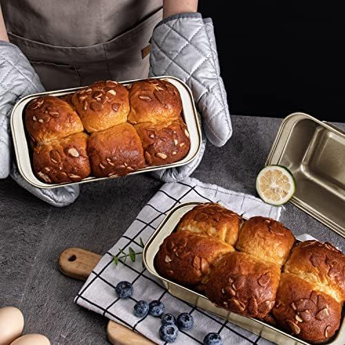  [아마존베스트]KITESSENSU Bread Pans for Baking, Nonstick Carbon Steel Loaf Pan, 9 x 5 Inch, Set of 4, Oven Mitt Included