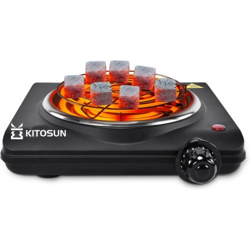  KITOSUN Electric Charcoal Burner - Single Coil Hot Plate Charcoal Starter Cooking Heater Stainless with Steel Grill ETL Certified Countertop Cooktop for Home Kitchen BBQ RV