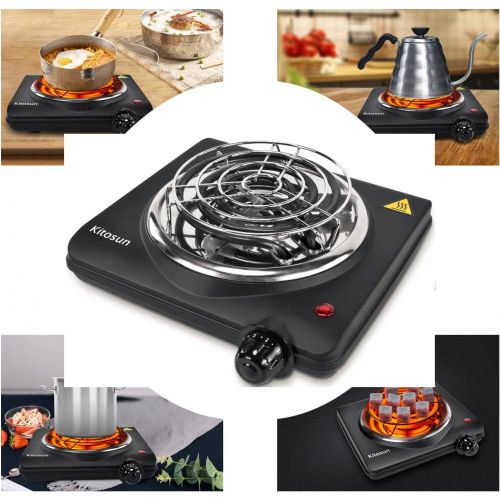  KITOSUN Electric Charcoal Burner - Single Coil Hot Plate Charcoal Starter Cooking Heater Stainless with Steel Grill ETL Certified Countertop Cooktop for Home Kitchen BBQ RV