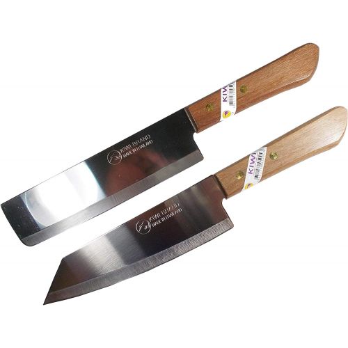  KIWI Knife Cook Utility Knives Cutlery Steak Wood Handle Kitchen Tool Sharp Blade 6.5 Stainless Steel 1 set (2 Pcs) (No.171,172)