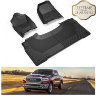 KIWI MASTER Floor Mats Liners Compatible for 2019 Dodge Ram 1500 Crew Cab All Weather Protector OEM Slush Mat Front & 2nd Row Seat Liner Black 82215321AB