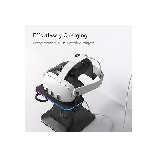  KIWI design Charging Dock for Meta Quest 3, Meta Quest 2 or Meta Quest Pro Accessories, Meta Officially Co-Branded, RGB Vertical Stand