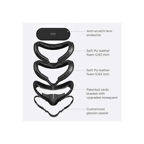  KIWI design Face Cushion Pad Compatible with Quest 2 Accessories (Upgraded Version), Fitness Facial Interface Foam Replacement, with Glasses Spacer and Lens Protector, Air-Circulation Design