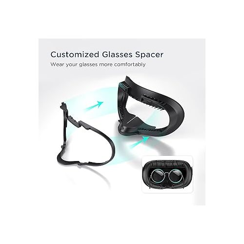  KIWI design Face Cushion Pad Compatible with Quest 2 Accessories (Upgraded Version), Fitness Facial Interface Foam Replacement, with Glasses Spacer and Lens Protector, Air-Circulation Design