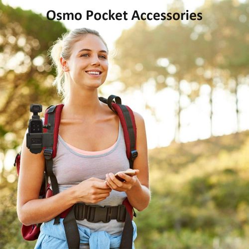  KIWI design 4-in-1 Tripod Mount Holder for DJI Osmo Pocket, Osmo Pocket Accessories Expansion Kit Protective Frame with Backpack Clip, Tripod Mount Adapter and Screw Adapter