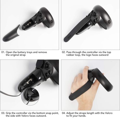  KIWI design Knuckle Strap for Oculus Quest/Oculus Rift S Touch Controller Grip Accessories (Black, 1 Pair)