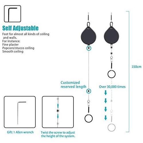  [아마존베스트]KIWI design VR Cable Management, Ceiling Pulley System for HTC Vive/Vive Pro/Oculus Rift/Rift S/Link Cable for Oculus Quest/Quest 2/Valve Index VR Accessories (Black, 6 Pack)