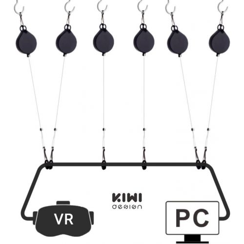  [아마존베스트]KIWI design VR Cable Management, Ceiling Pulley System for HTC Vive/Vive Pro/Oculus Rift/Rift S/Link Cable for Oculus Quest/Quest 2/Valve Index VR Accessories (Black, 6 Pack)