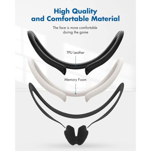  [아마존베스트]KIWI design VR Facial Interface Bracket for Valve Index with Anti-Leakage Nose Pad & 2 pcs PU Leather Anti-dirt Sweat-Proof Foam Face Pad