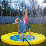 KJDFN Entertainment Pool Inflatable,170cm Water Sprinkler Spray Mat, Childrens Lawn Play Mat PVC Inflatable Water Spray Toy for Baby Outdoor Beach Fun Activity