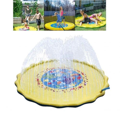  KJDFN Entertainment Pool Inflatable,170cm Water Sprinkler Spray Mat, Childrens Lawn Play Mat PVC Inflatable Water Spray Toy for Baby Outdoor Beach Fun Activity