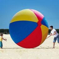 KJDFN Entertainment Swimming Pool Summer Inflatable Toys Beach Ball, Large Three-Color PVC Inflatable Ball Thickening Entertainment Decoration Ball Water Float Toys 1.5m