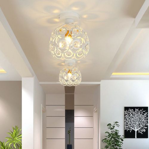  KJLARS Crystal Chandelier 1 Light Flush Mount Ceiling Light Farmhouse orb Pendant Lighting for Hallway Bedroom Living Room Kitchen Dining Room (D 11.81 inch)